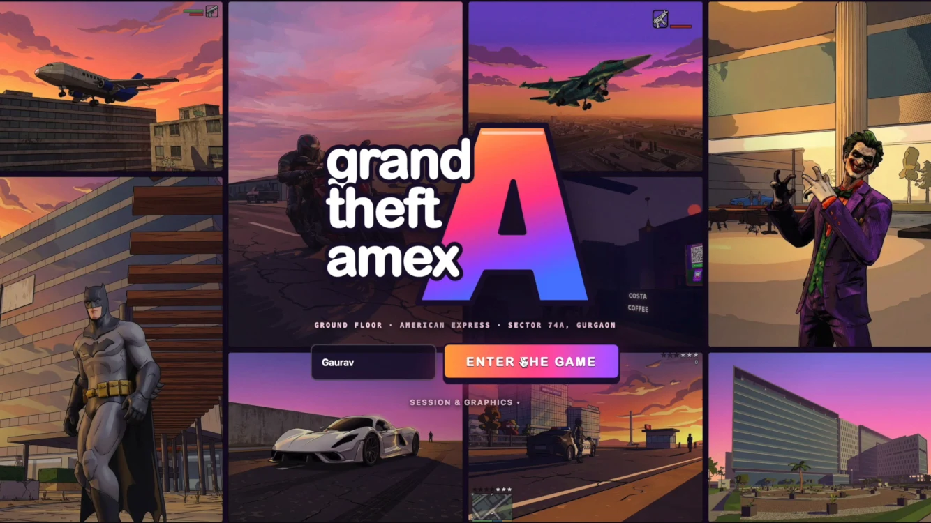 The GTAmex title screen: grand theft amex